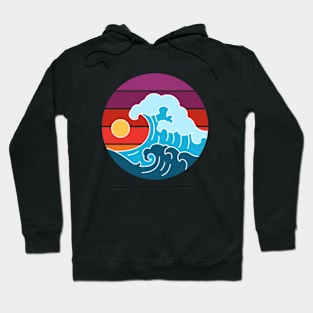 Retro Sunset Rays Wavy Hoodie